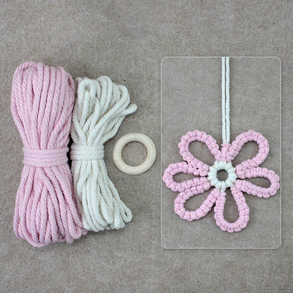 Six-Petal Flower Macrame DIY Kit - Polyester-Cotton Weaving Supplies with English Tutorial | Handmade Craft Set