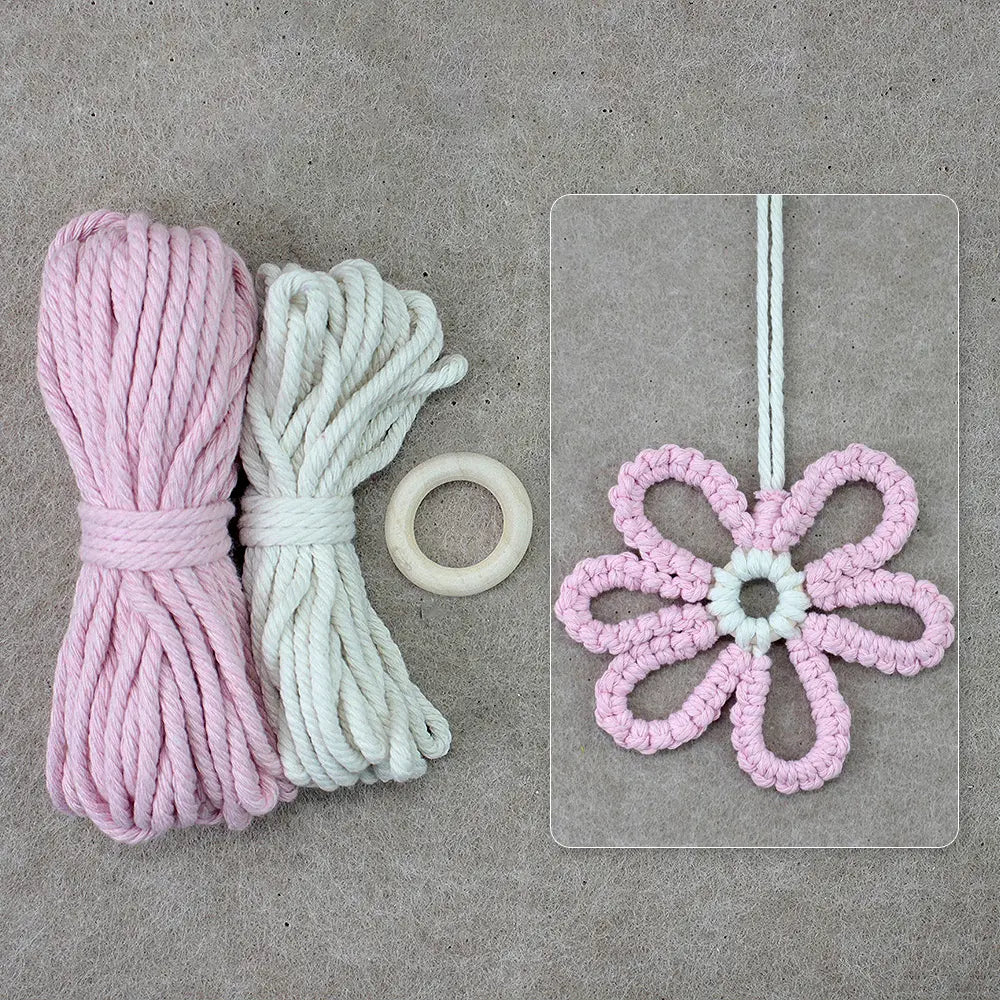 Macrame Kit for Beginners | DIY Six-Petal Flower Woven Ornament Kit