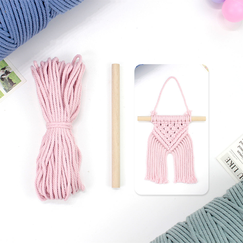 Macrame Kit Dopamine Mini Tapestry Weaving Kit | Triangle Body+Bottom Fringes | Multi-Color Option | Bedroom/Living Room Decor | Beginner-Friendly