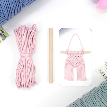 Macrame Kit Dopamine Mini Tapestry Weaving Kit | Triangle Body+Bottom Fringes | Multi-Color Option | Bedroom/Living Room Decor | Beginner-Friendly