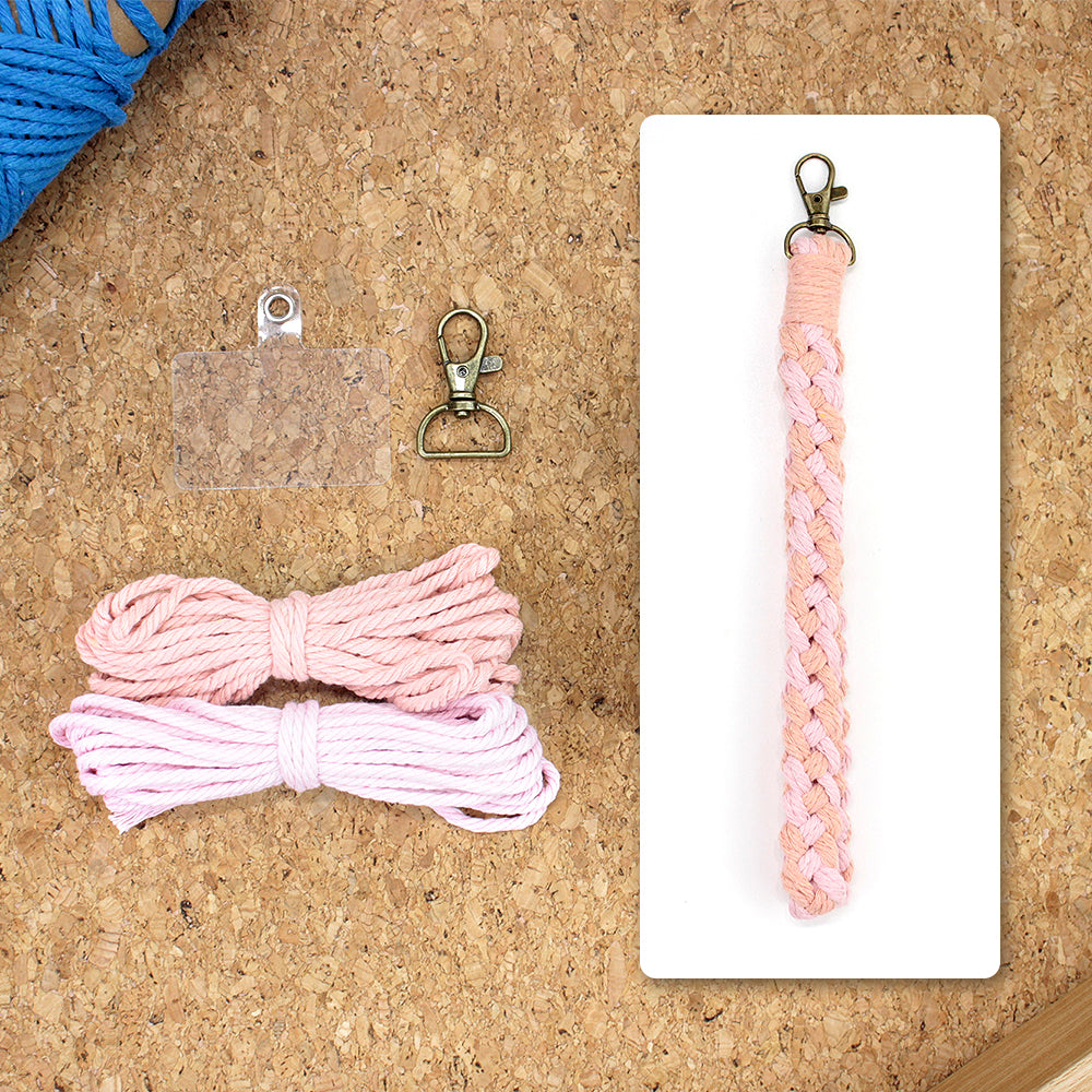 Macrame Kit Diagonal Half-Knot Keychain Weaving Kit | Multi-Colors (Gradient/Contrast) | 2-Color Wrapping | Wristband/Anti-Lost Strap | Beginner-Friendly