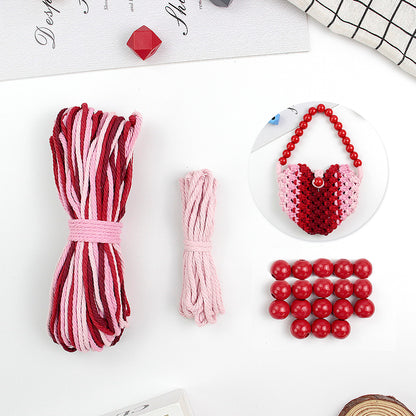 Macrame Kit Heart-Shaped Beaded Tote Weaving Kit | Dopamine Colors | Commute/Outing Use | Beginner-Friendly | DIY Gift