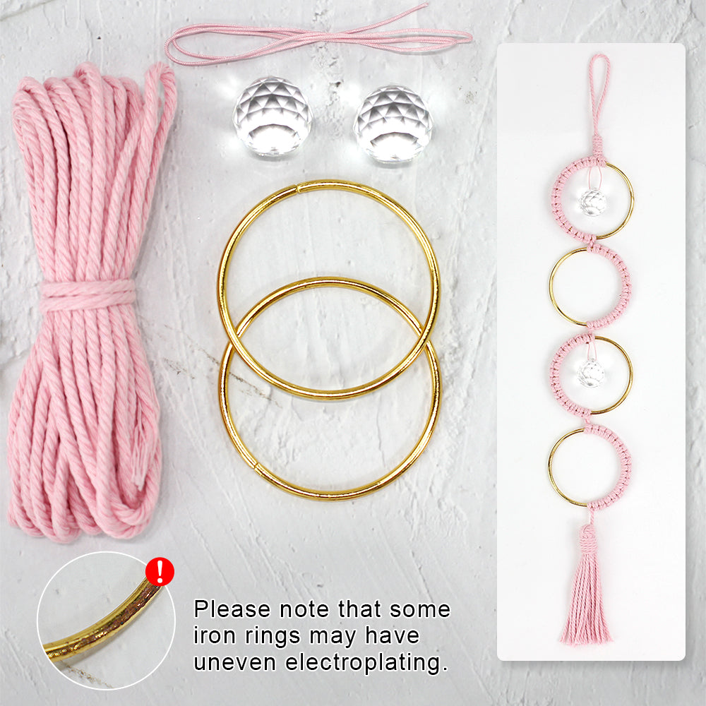 1Set DIY Semicircle Crystal Sun Catcher Macrame Kit | Polyester Fiber Home & Courtyard Decor Creative Gift for Friends