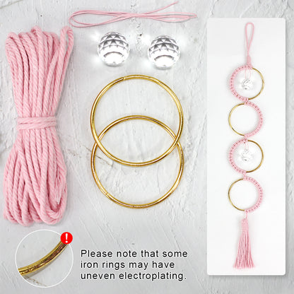 1Set DIY Semicircle Crystal Sun Catcher Macrame Kit | Polyester Fiber Home & Courtyard Decor Creative Gift for Friends