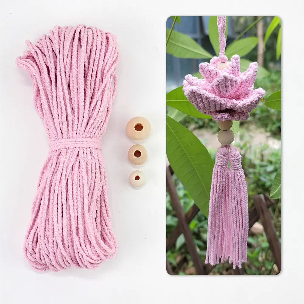 Macrame Kit for Beginners, Boho Lotus Hanging Ornament DIY Kit, Vintage Ethnic Hand‑Woven Craft Set