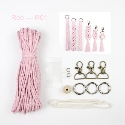 6-Piece Keychain Macrame DIY Kit - Handmade Weaving Supplies with English Tutorial | Craft Set for Multiple Keychains