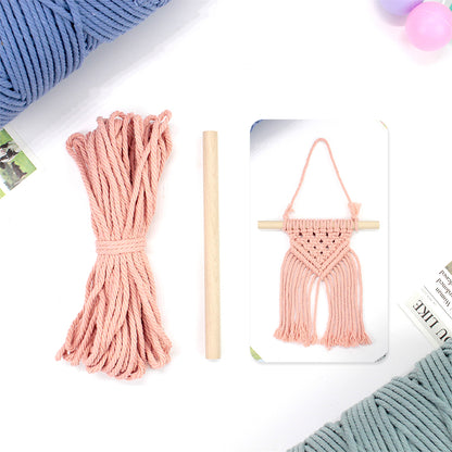 Macrame Kit Dopamine Mini Tapestry Weaving Kit | Triangle Body+Bottom Fringes | Multi-Color Option | Bedroom/Living Room Decor | Beginner-Friendly