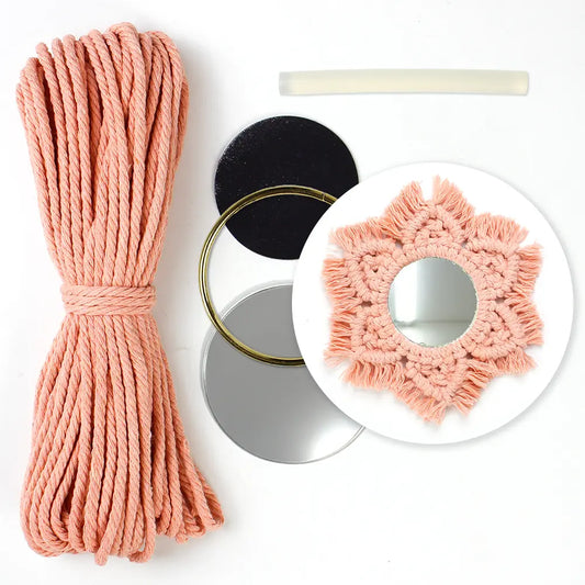 Macrame Kit for Beginners, Boho Magnetic Mini Mirror DIY Kit, Vintage Decor Makeup Mirror
