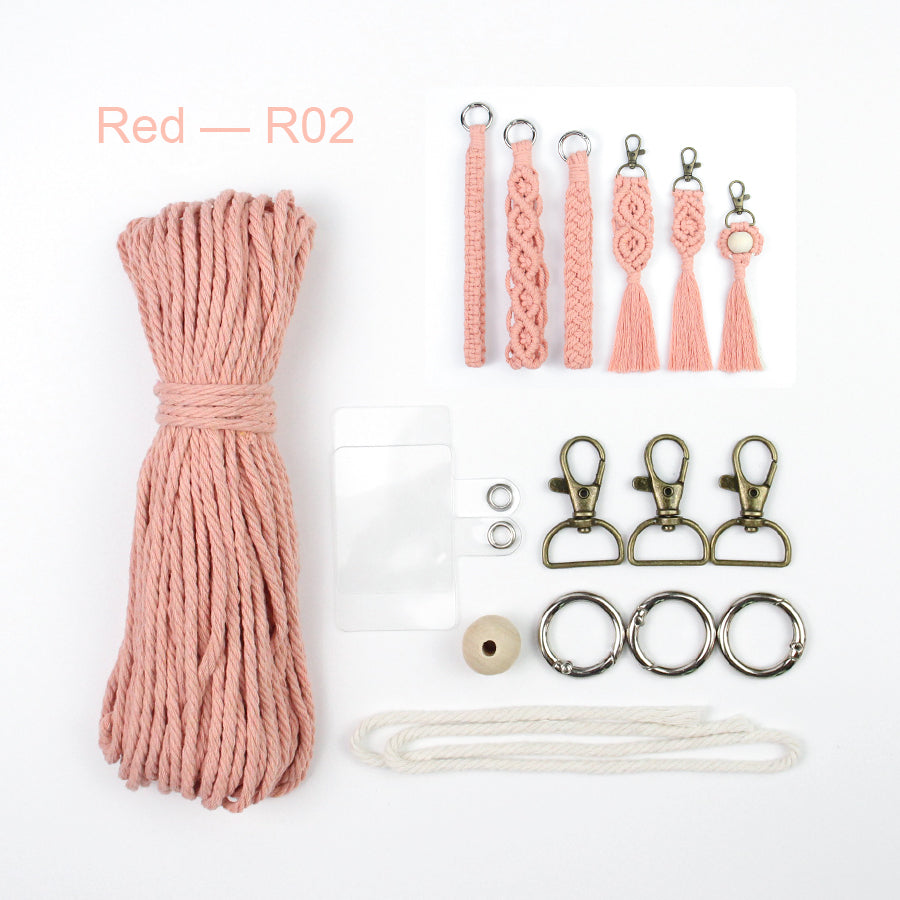 6-Piece Keychain Macrame DIY Kit - Handmade Weaving Supplies with English Tutorial | Craft Set for Multiple Keychains