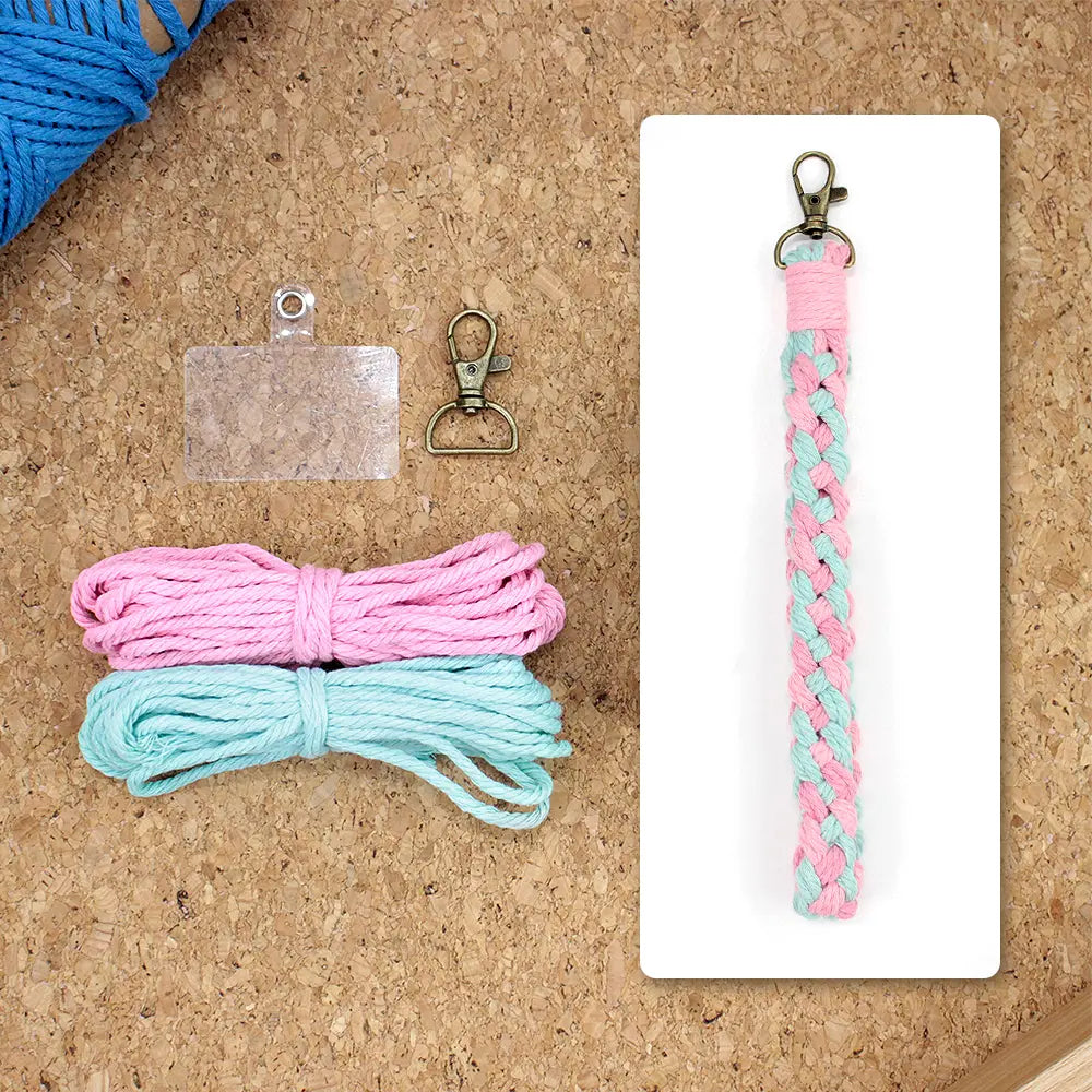 Macrame Kit for Beginners | DIY Half‑Square Knot Macrame Keychain Wristband Craft Kit