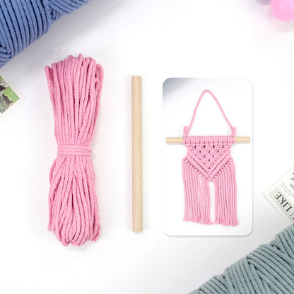 Macrame Kit Dopamine Mini Tapestry Weaving Kit | Triangle Body+Bottom Fringes | Multi-Color Option | Bedroom/Living Room Decor | Beginner-Friendly
