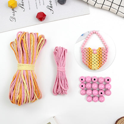 Macrame Kit Heart-Shaped Beaded Tote Weaving Kit | Dopamine Colors | Commute/Outing Use | Beginner-Friendly | DIY Gift