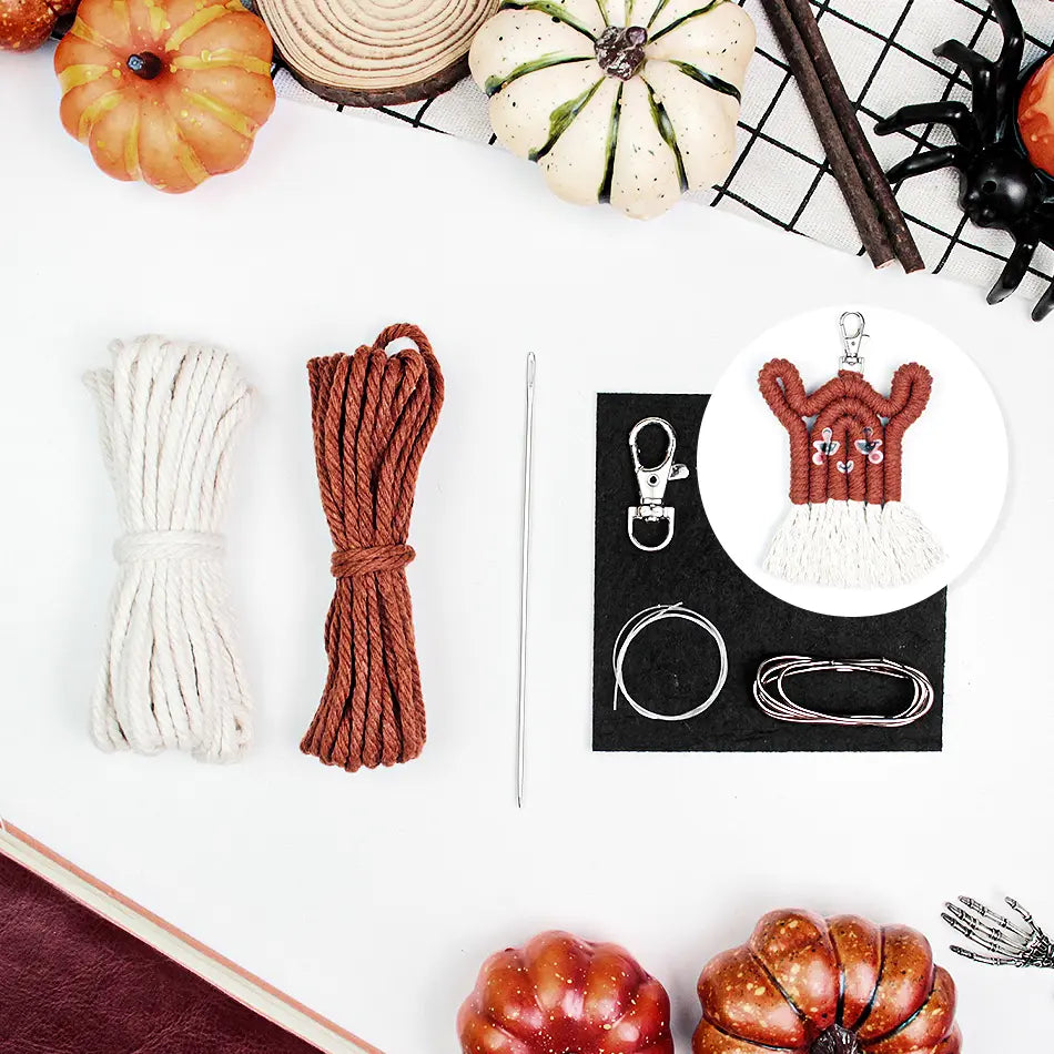Macrame Kit for Beginners, Boho Halloween Ghost Hanging DIY Kit, Decor Gift