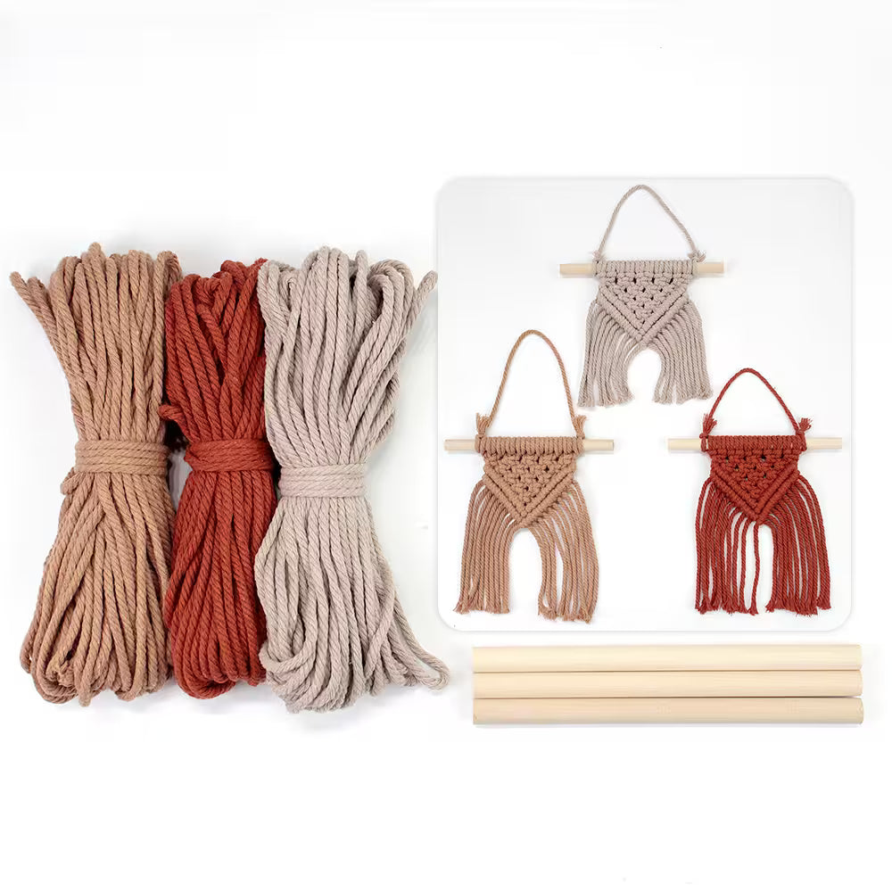 Macrame Kit for Beginners, Boho Mini Wall Hanging 3Pcs DIY Kit for Home Decor & Gifts