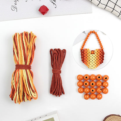 Macrame Kit Heart-Shaped Beaded Tote Weaving Kit | Dopamine Colors | Commute/Outing Use | Beginner-Friendly | DIY Gift
