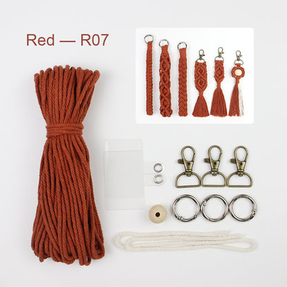 6-Piece Keychain Macrame DIY Kit - Handmade Weaving Supplies with English Tutorial | Craft Set for Multiple Keychains