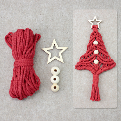 Beginner-Friendly DIY Wooden Bead Christmas Tree Macrame Kit - Holiday Decoration Pendant, Home & Car Christmas Ornament