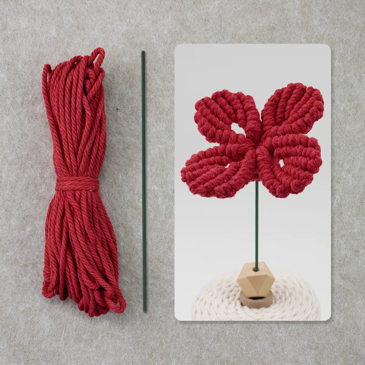 Macrame Kit for Beginners | DIY Four-Leaf Clover Macrame Flower Craft Kit