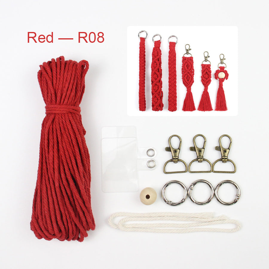 6-Piece Keychain Macrame DIY Kit - Handmade Weaving Supplies with English Tutorial | Craft Set for Multiple Keychains