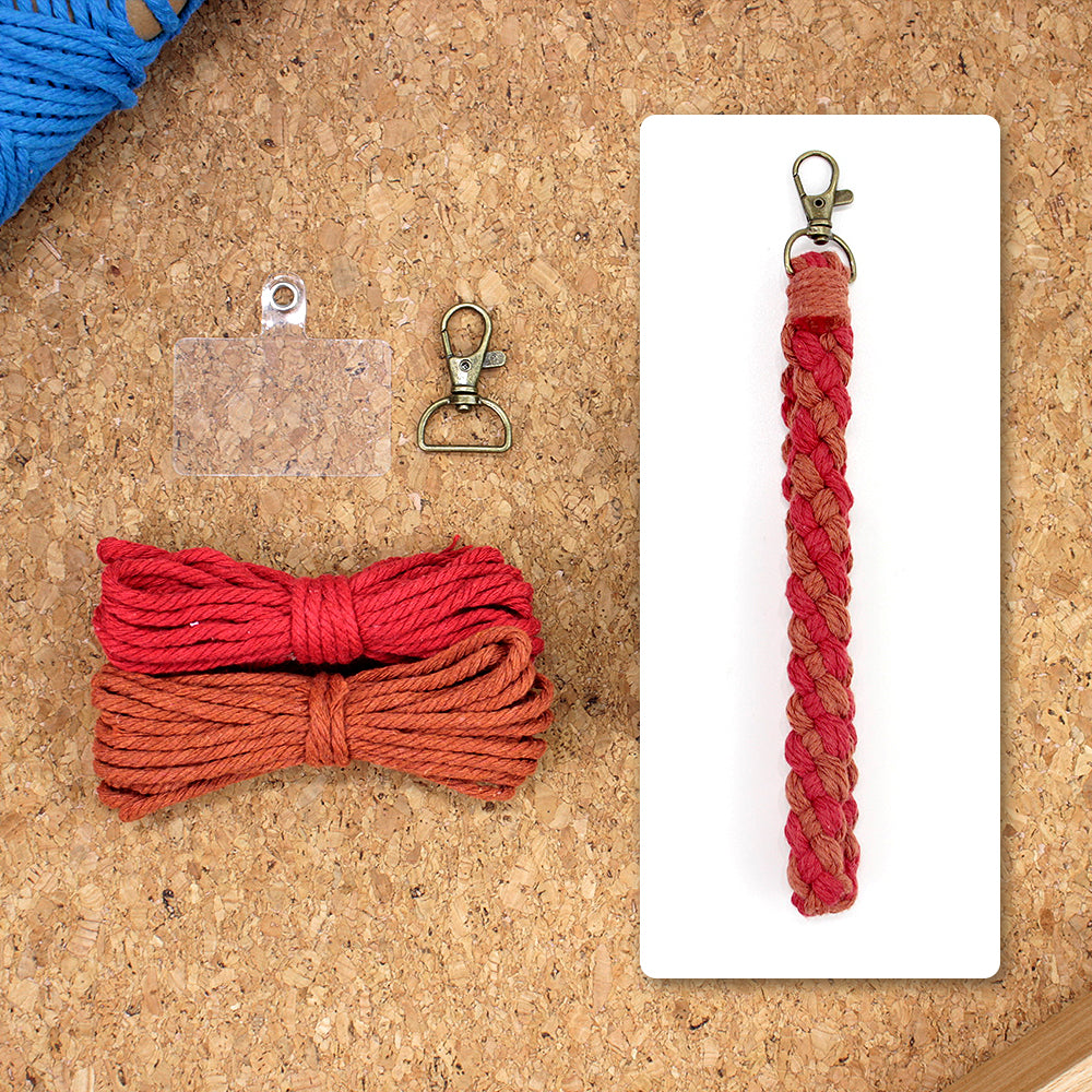 Macrame Kit Diagonal Half-Knot Keychain Weaving Kit | Multi-Colors (Gradient/Contrast) | 2-Color Wrapping | Wristband/Anti-Lost Strap | Beginner-Friendly