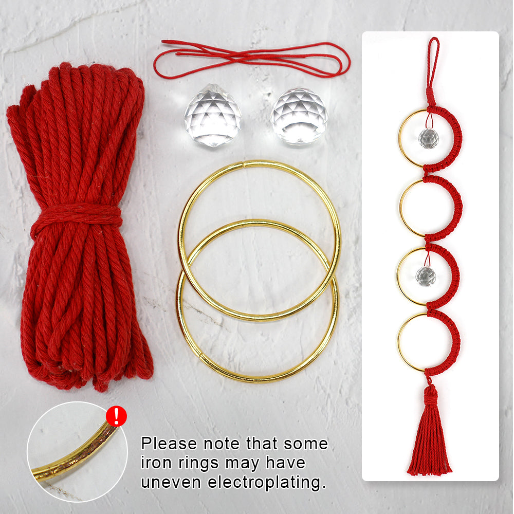 1Set DIY Semicircle Crystal Sun Catcher Macrame Kit | Polyester Fiber Home & Courtyard Decor Creative Gift for Friends