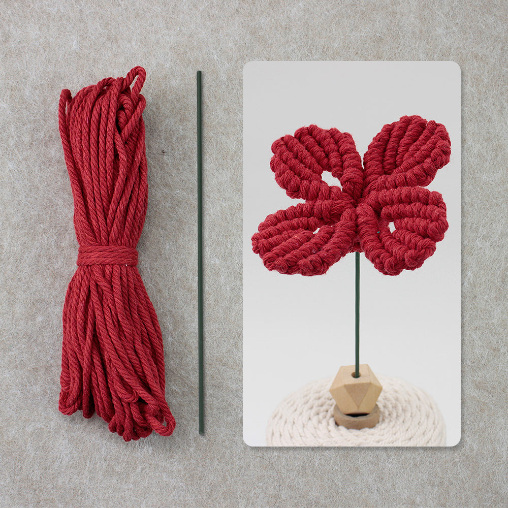 Four-Leaf Clover Macrame DIY Kit - Handmade Weaving Supplies with English Tutorial | Lucky Craft Set