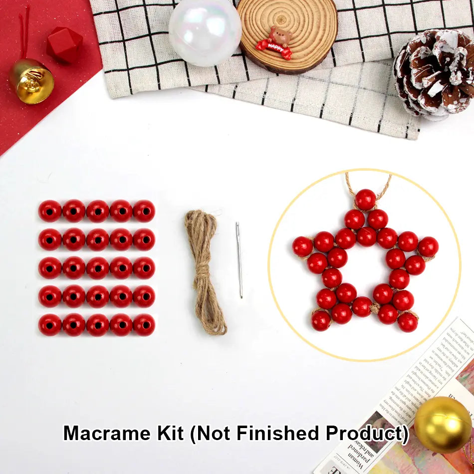 Macrame Kit for Beginners | DIY Christmas Wooden Bead Star Macrame Craft Kit