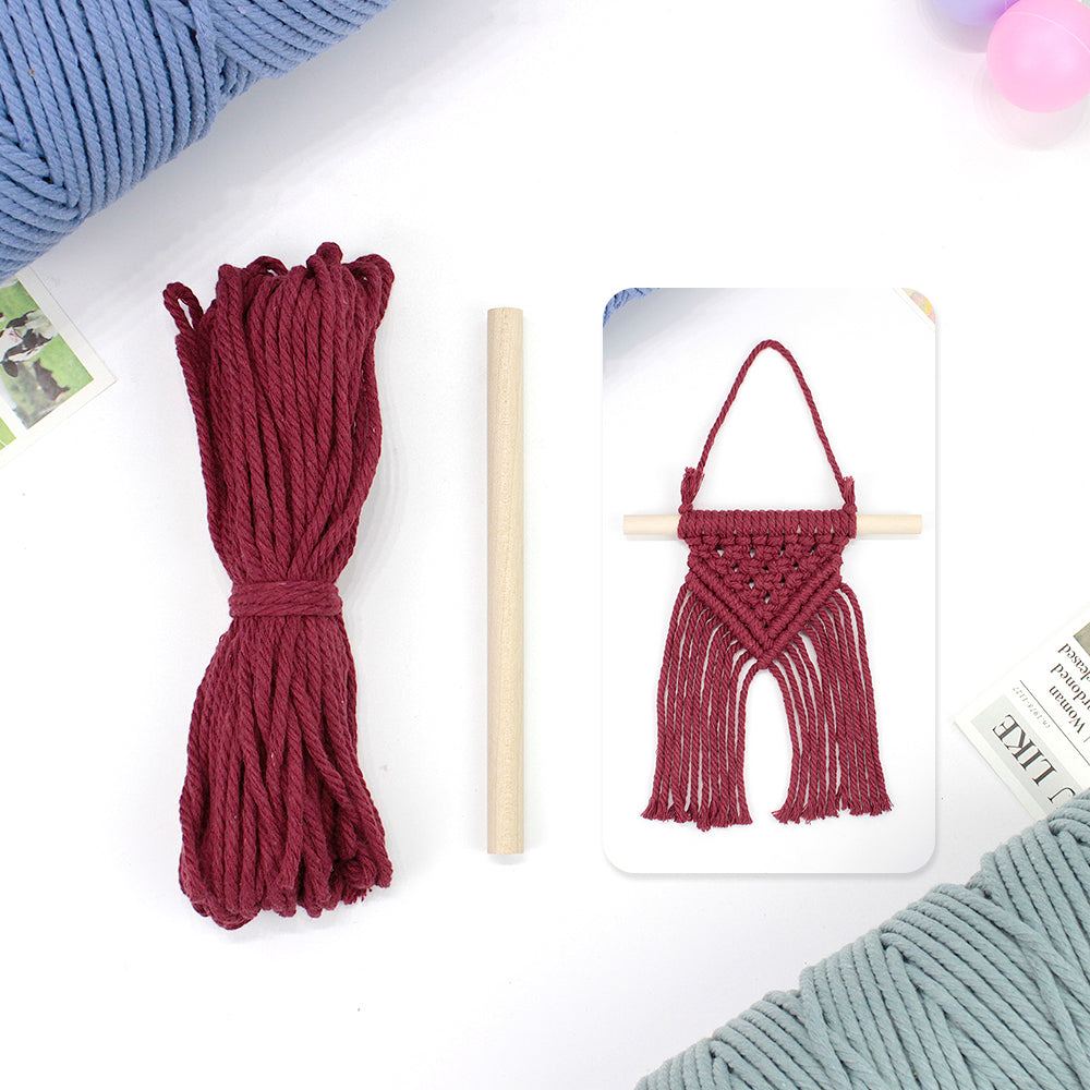 Macrame Kit Dopamine Mini Tapestry Weaving Kit | Triangle Body+Bottom Fringes | Multi-Color Option | Bedroom/Living Room Decor | Beginner-Friendly