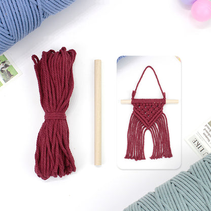 Macrame Kit Dopamine Mini Tapestry Weaving Kit | Triangle Body+Bottom Fringes | Multi-Color Option | Bedroom/Living Room Decor | Beginner-Friendly