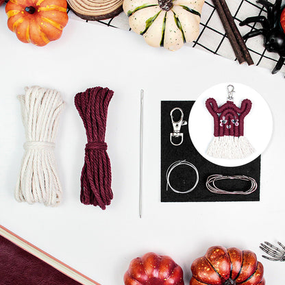 Halloween Ghost Macrame DIY Kit - Handmade Weaving Supplies with English Tutorial | Whimsical Holiday Craft Set