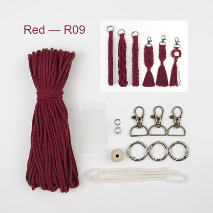 6-Piece Keychain Macrame DIY Kit - Handmade Weaving Supplies with English Tutorial | Craft Set for Multiple Keychains