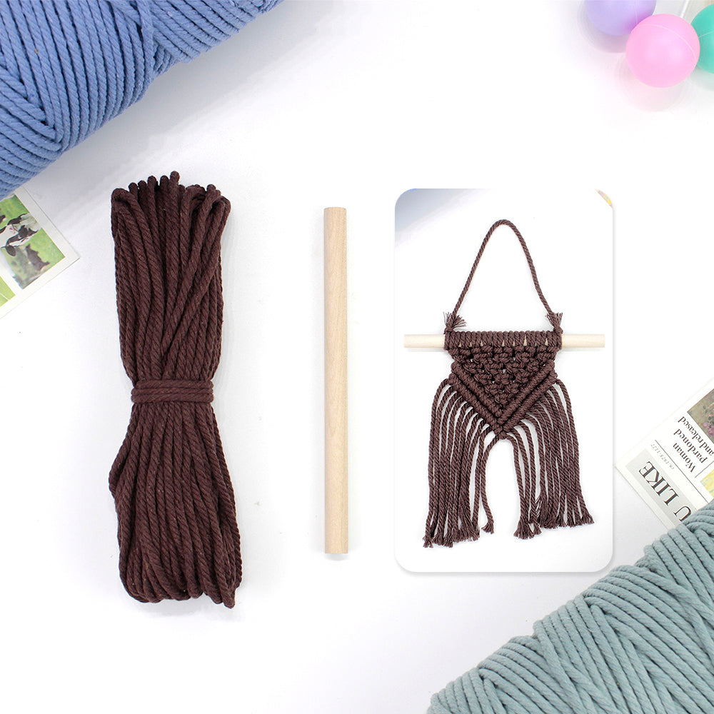 Macrame Kit Dopamine Mini Tapestry Weaving Kit | Triangle Body+Bottom Fringes | Multi-Color Option | Bedroom/Living Room Decor | Beginner-Friendly