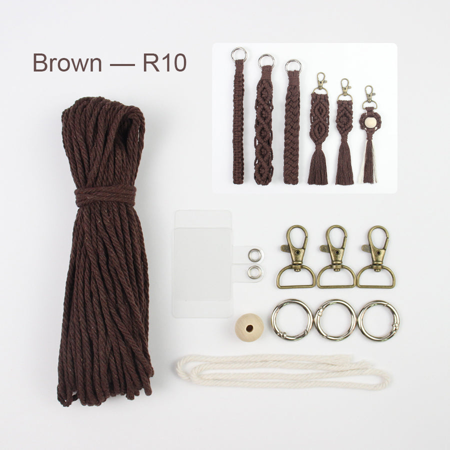 6-Piece Keychain Macrame DIY Kit - Handmade Weaving Supplies with English Tutorial | Craft Set for Multiple Keychains