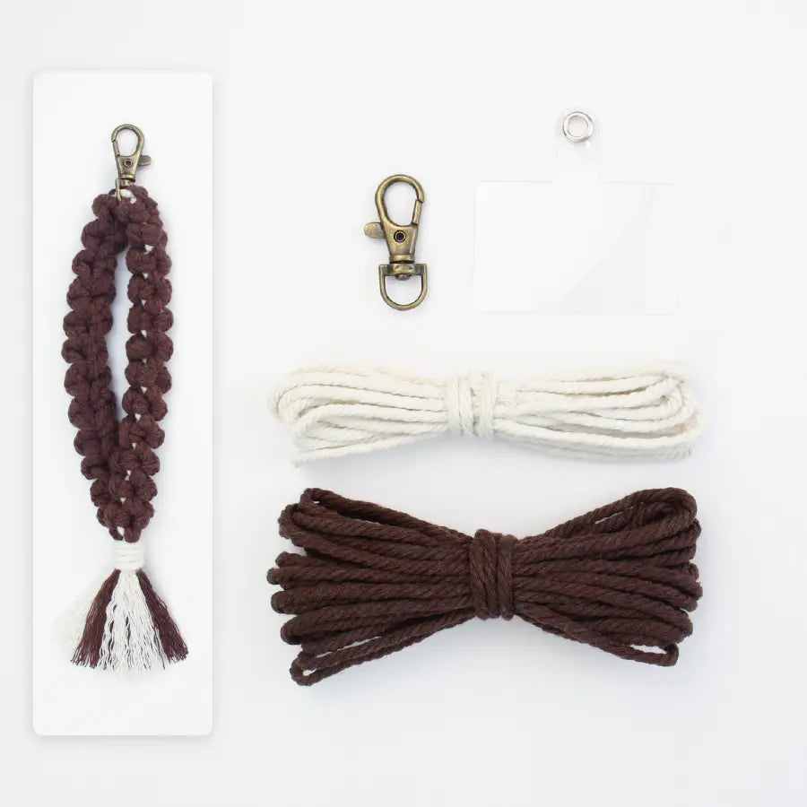Macrame Kit for Beginners | DIY Solid Color Macrame Keychain Craft Kit