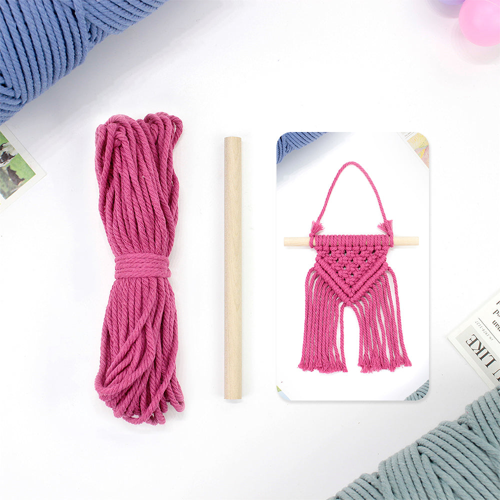 Macrame Kit Dopamine Mini Tapestry Weaving Kit | Triangle Body+Bottom Fringes | Multi-Color Option | Bedroom/Living Room Decor | Beginner-Friendly