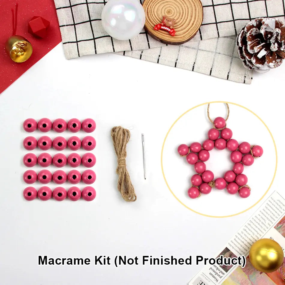 Macrame Kit for Beginners | DIY Christmas Wooden Bead Star Macrame Craft Kit