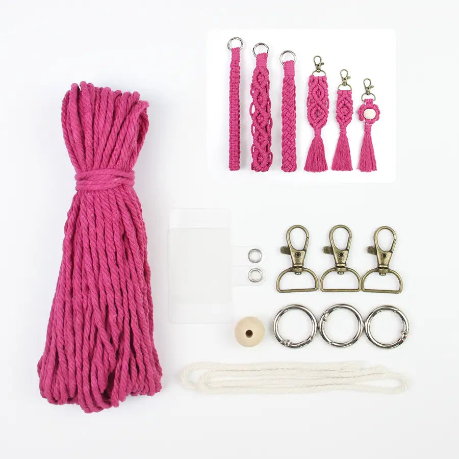 Macrame Kit for Beginners, Boho 6‑Pcs Keychain DIY Kit, Mixed‑Style Handmade Gift