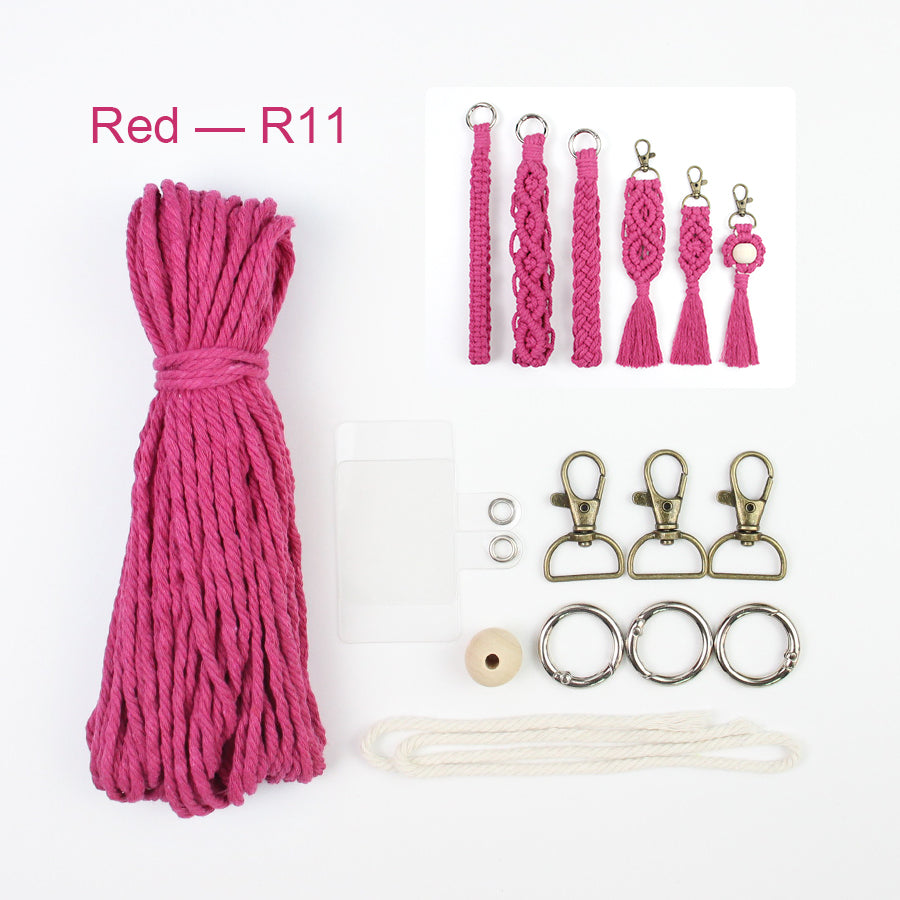 6-Piece Keychain Macrame DIY Kit - Handmade Weaving Supplies with English Tutorial | Craft Set for Multiple Keychains