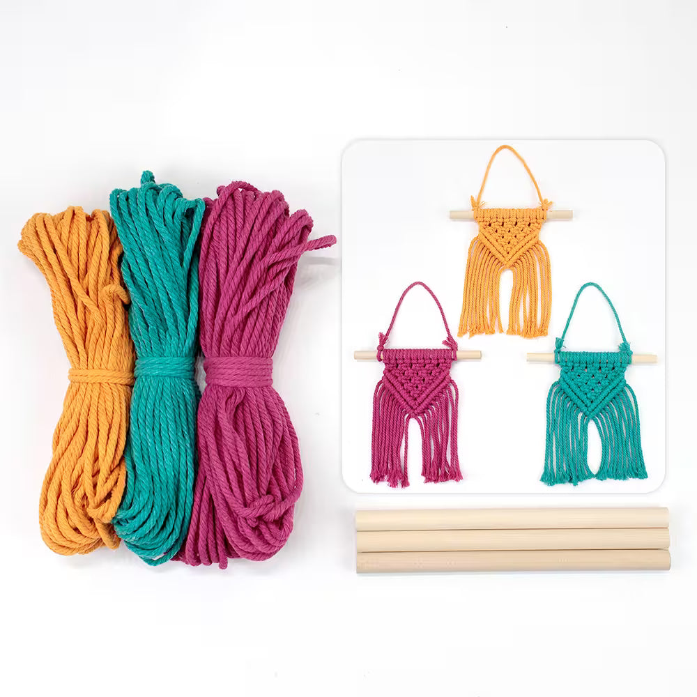 Macrame Kit for Beginners, Boho Mini Wall Hanging 3Pcs DIY Kit for Home Decor & Gifts