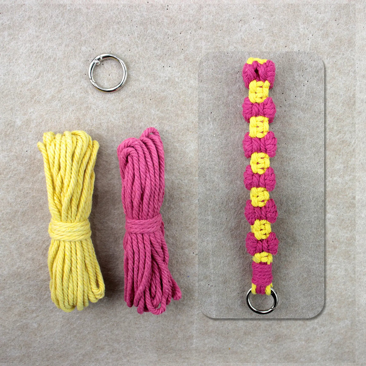 Macrame Kit for Beginners | DIY Bow‑Element Macrame Keychain Wristband Craft Kit