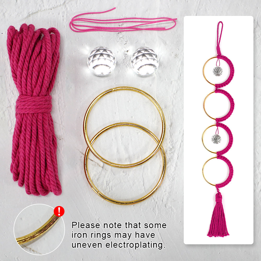 1Set DIY Semicircle Crystal Sun Catcher Macrame Kit | Polyester Fiber Home & Courtyard Decor Creative Gift for Friends