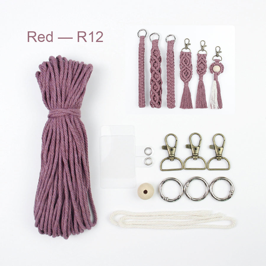 6-Piece Keychain Macrame DIY Kit - Handmade Weaving Supplies with English Tutorial | Craft Set for Multiple Keychains