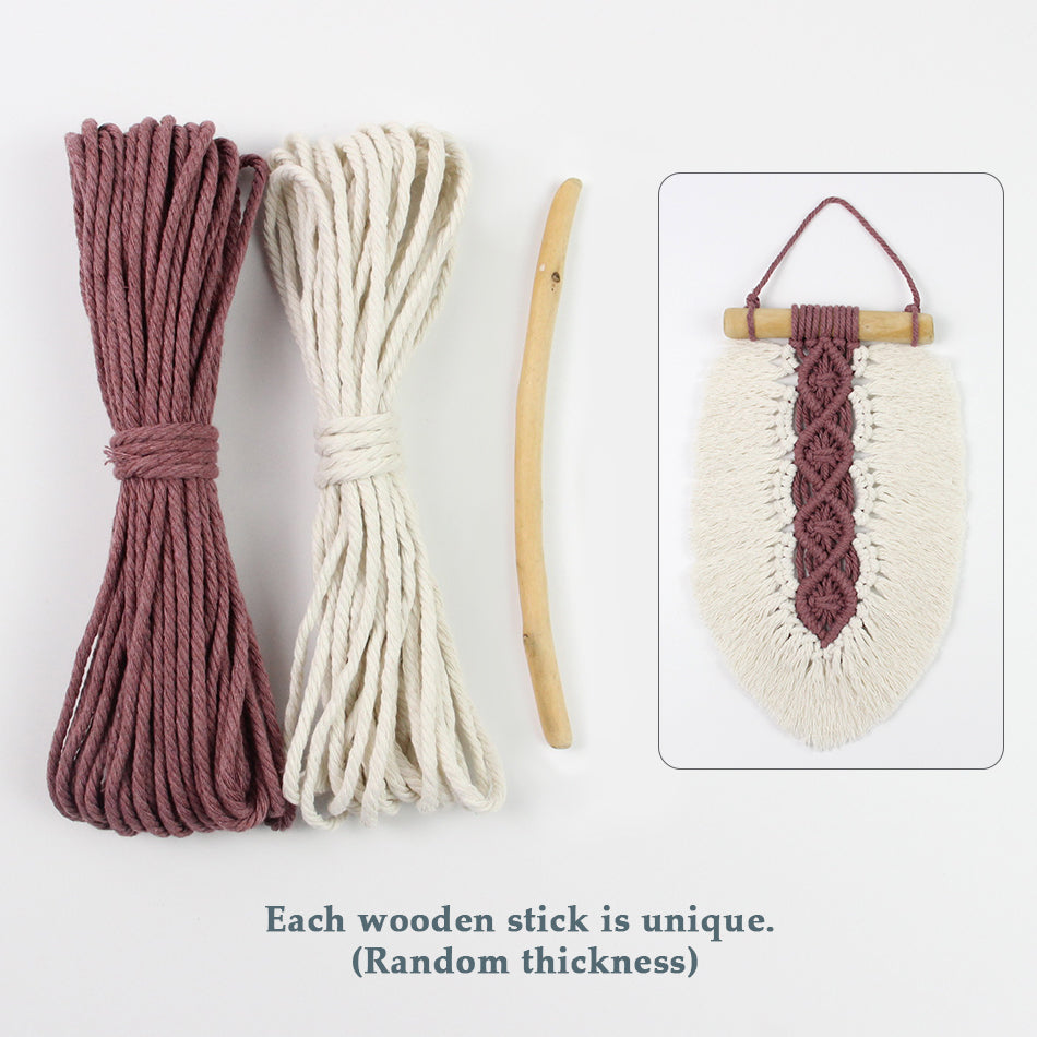 Macrame Kit Leaf Fringe Tapestry Weaving Kit | colour Leaf Vein Pattern | Customizable Leaf Shape | Bedroom/Living Room Decor | Beginner-Friendly