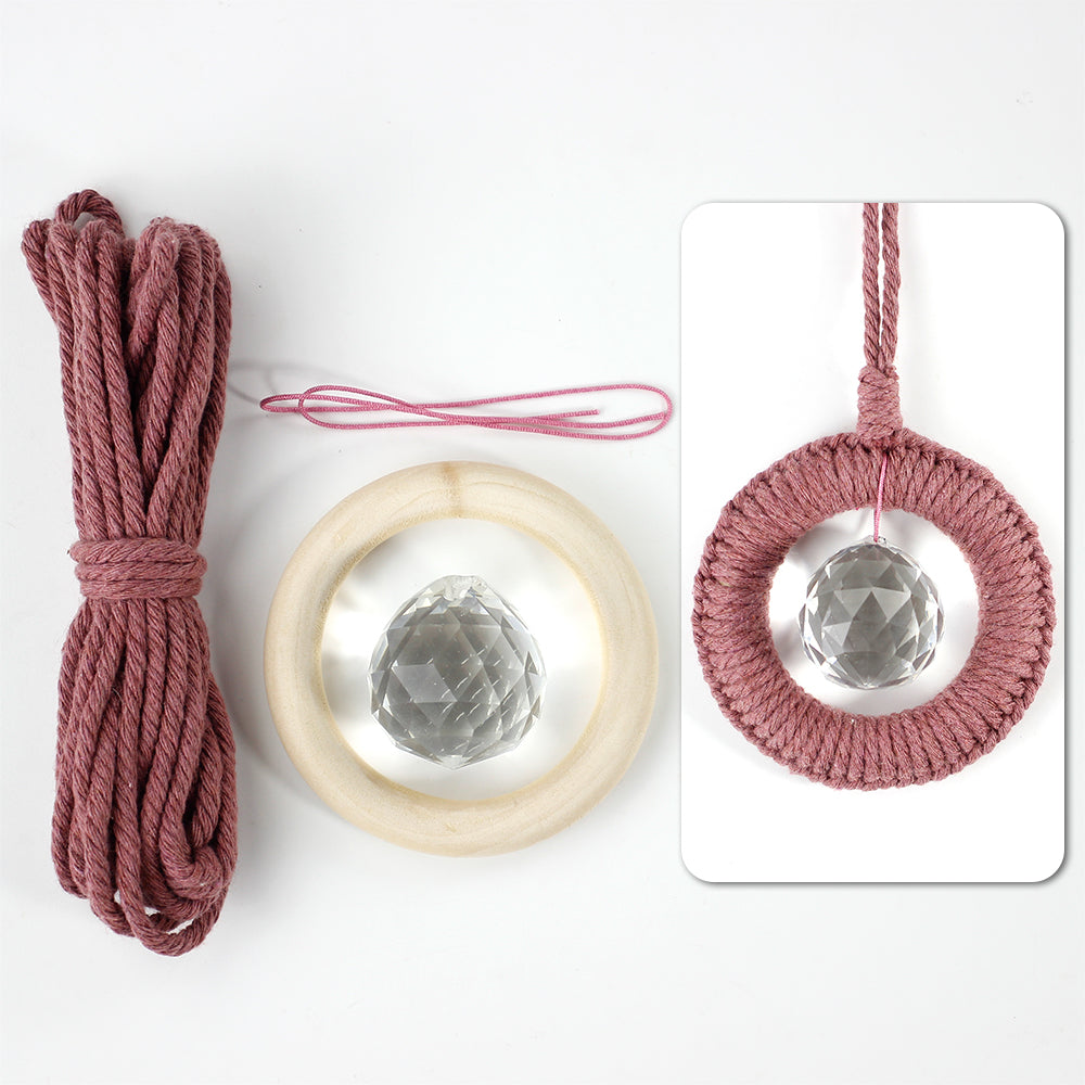 1 Set Round Crystal Car Hanging DIY Weaving Kit | Polyester Fiber Beginner-Friendly Shining Car & Home Decoration