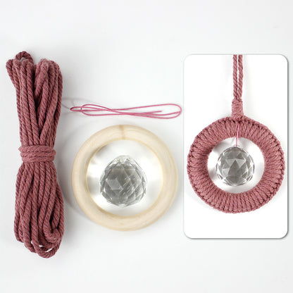 1 Set Round Crystal Car Hanging DIY Weaving Kit | Polyester Fiber Beginner-Friendly Shining Car & Home Decoration