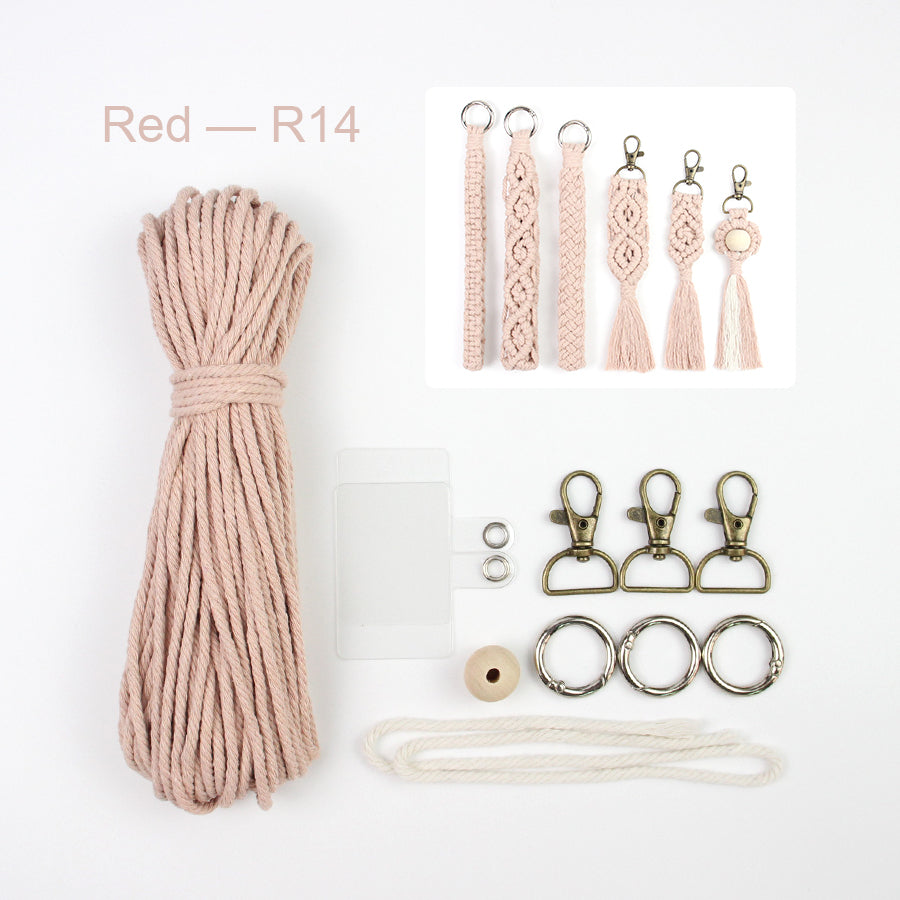 6-Piece Keychain Macrame DIY Kit - Handmade Weaving Supplies with English Tutorial | Craft Set for Multiple Keychains
