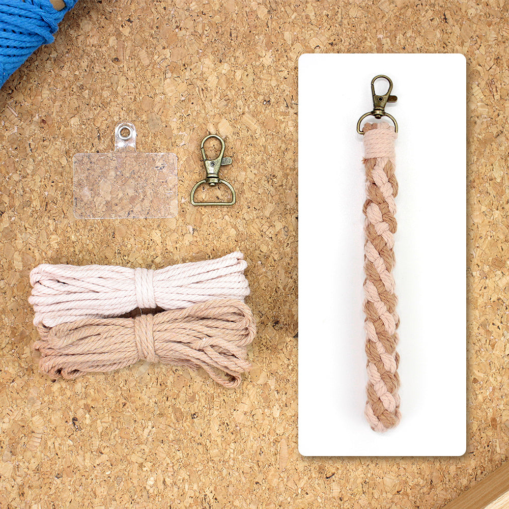 Macrame Kit Diagonal Half-Knot Keychain Weaving Kit | Multi-Colors (Gradient/Contrast) | 2-Color Wrapping | Wristband/Anti-Lost Strap | Beginner-Friendly