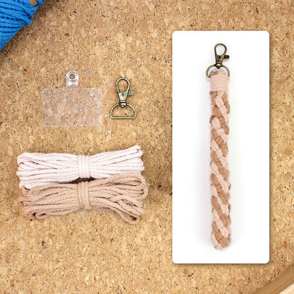 Macrame Kit Diagonal Half-Knot Keychain Weaving Kit | Multi-Colors (Gradient/Contrast) | 2-Color Wrapping | Wristband/Anti-Lost Strap | Beginner-Friendly