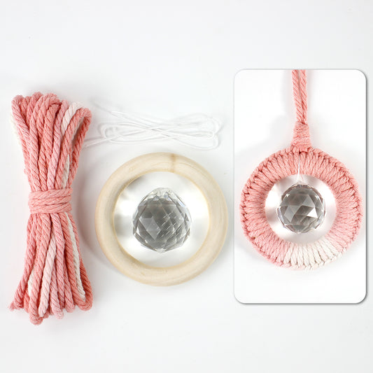1 Set Round Crystal Car Hanging DIY Weaving Kit | Polyester Fiber Beginner-Friendly Shining Car & Home Decoration