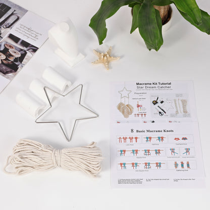 Macrame Kit Star Dreamcatcher Weaving Kit | Bohemian Style | Minimalist & Elegant | Bedroom/Window Decor | Beginner-Friendly